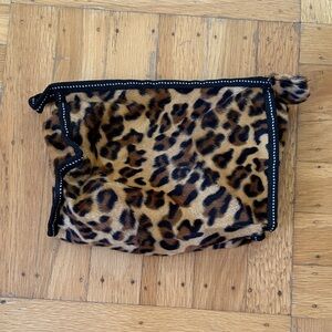 Leopard Print Faux Fur Cosmetic bag